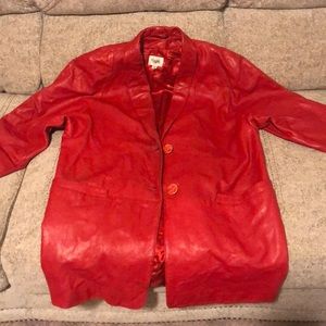 Retro red 100% leather coat!!! Timeless piece!!